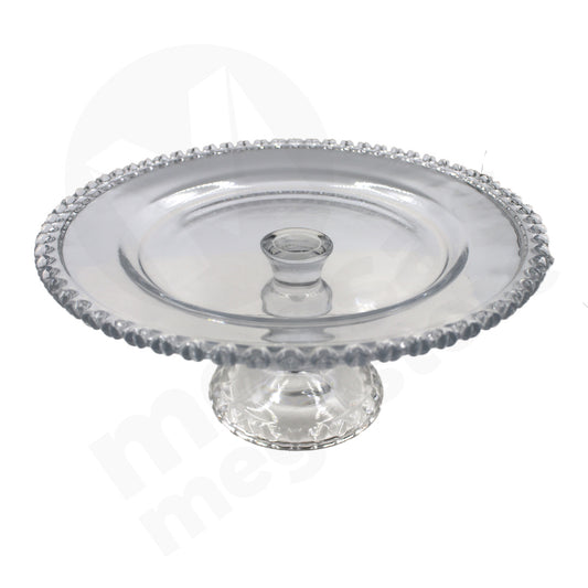 Cake Plate 27Cm Clear Glass Embossed  Edge Footed