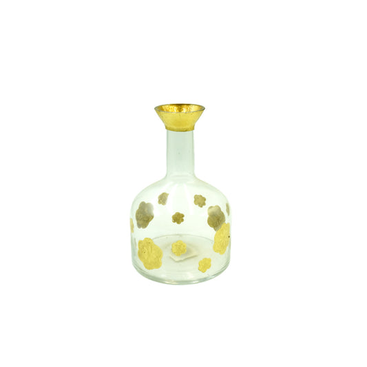 Vase Glass 24X7Cm Clear With Gold Silver Flowers