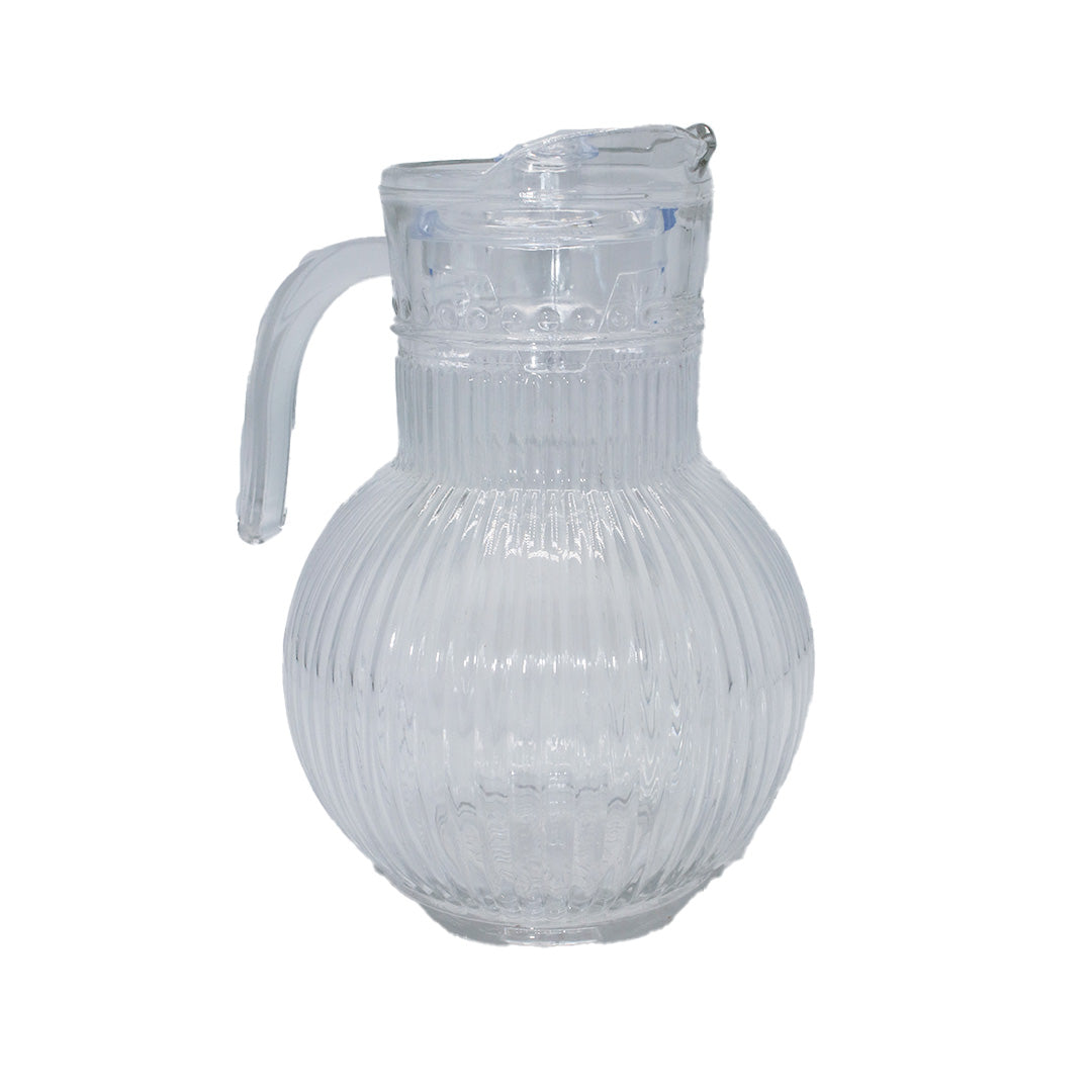 Jug 1.8L Withlid 23X10Cm Clear Embossed Lirmartur