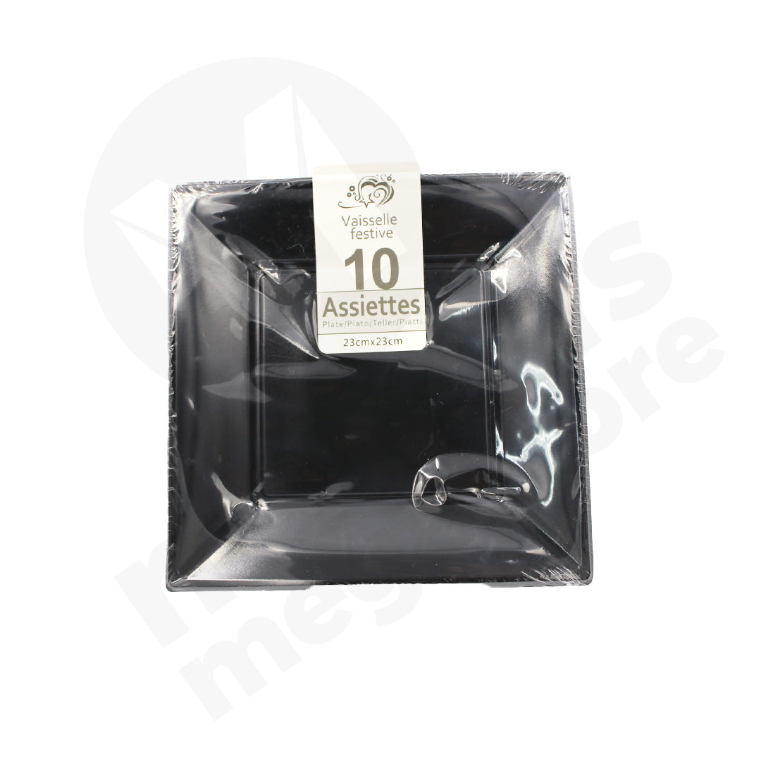 Plate 10Pc 23Cm Square Plastic