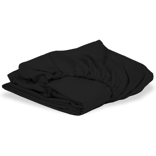 Fitted Sheet Dbl Black Extra Length Extra Depth