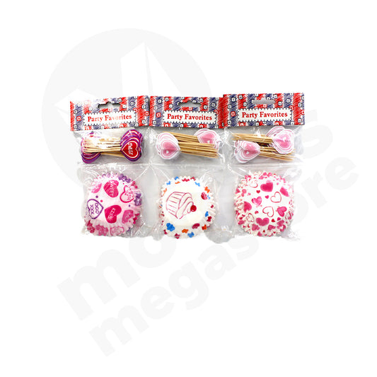 Cup Cake & Toothpicks 20+20Pc Assorted