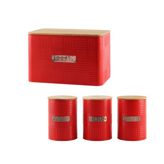 Bread Bin/Tea/Coffee/Sugar Bamboo Set T/Home