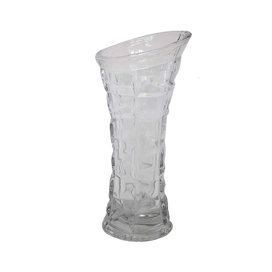 Vase Glass 30X13Cm Clear  Embossed Assorted