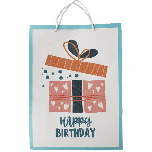 Gift Bag 32X26X12Cm With String Happy Birthday