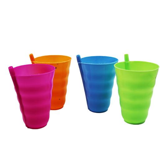 Tumbler  4Pc 10X7.5Cm With Sipper Assorted  Colour