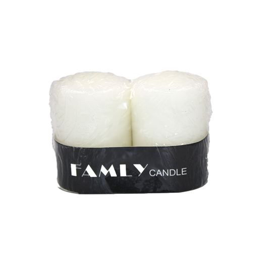 Candle 2Pc 7X5Cm White Family