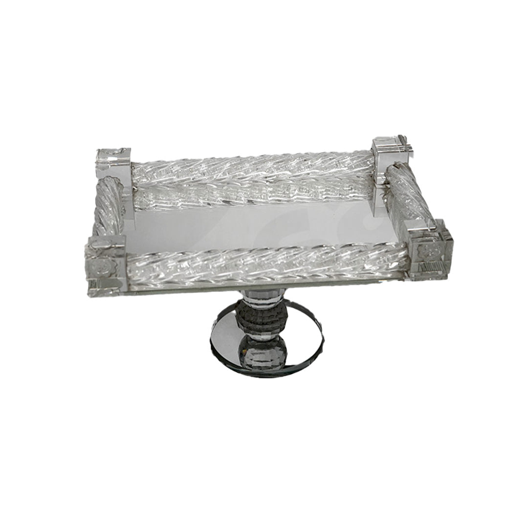 Cake Plate 25X14X12Cm Mirror/Crystal Rope