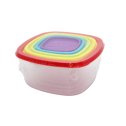 Container 5Pc 22X9Cm Square  Rainbow Colour