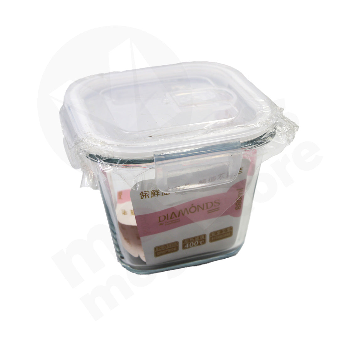 Container 880Ml 4Side Lock Glass/Plastic Lid