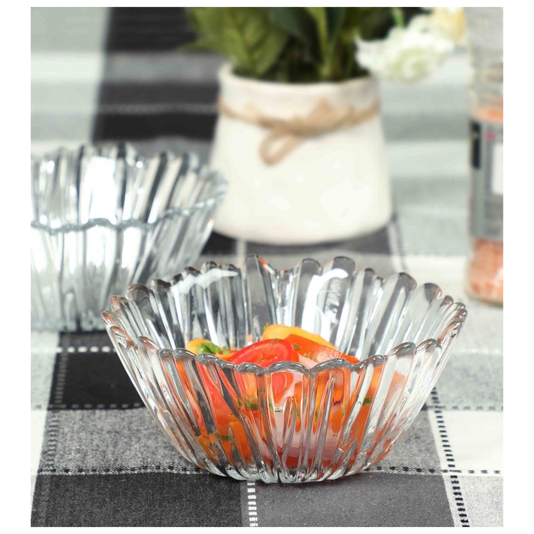 Bowl Fruit 22X7Cm Clear Embossed Beauty