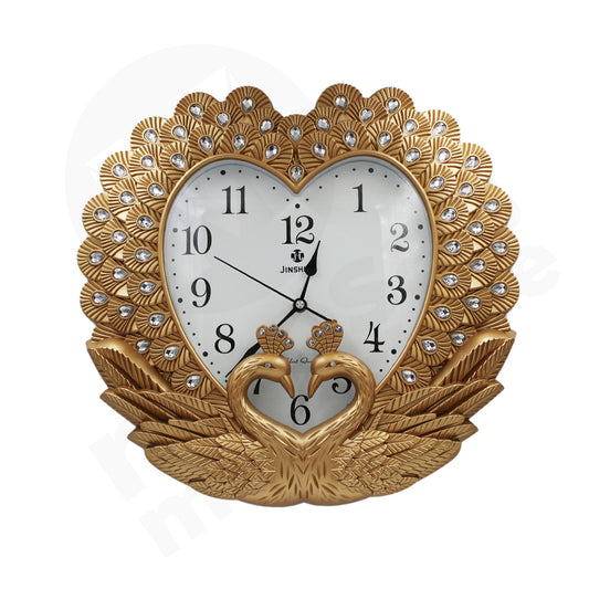 Clock Image 37X40Cm Peacock Studs Heart Shape