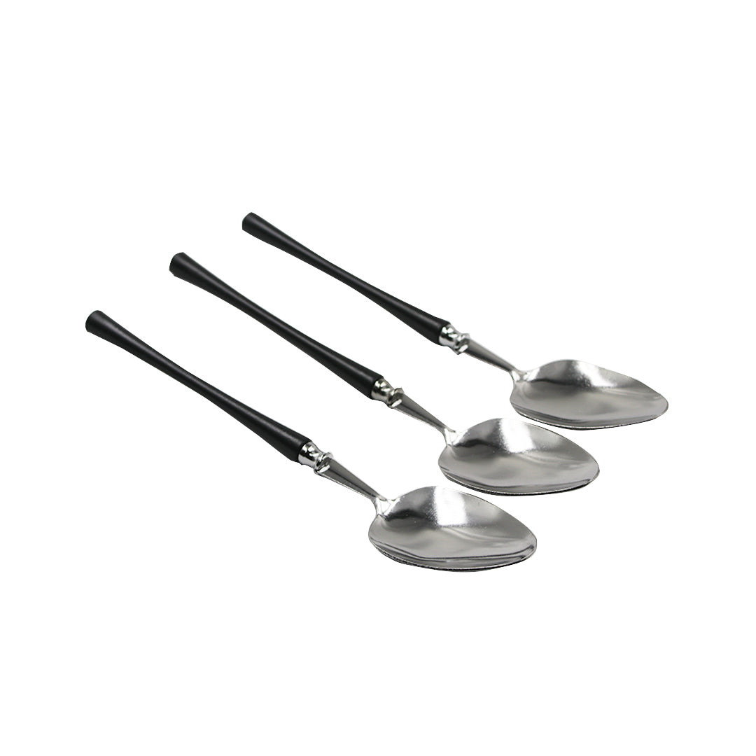 Table Spoon 6Pc Blk/Wht Plastic Handle Jiale