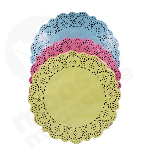 Doilies 100Pc 27Cm Round Assorted  Colours