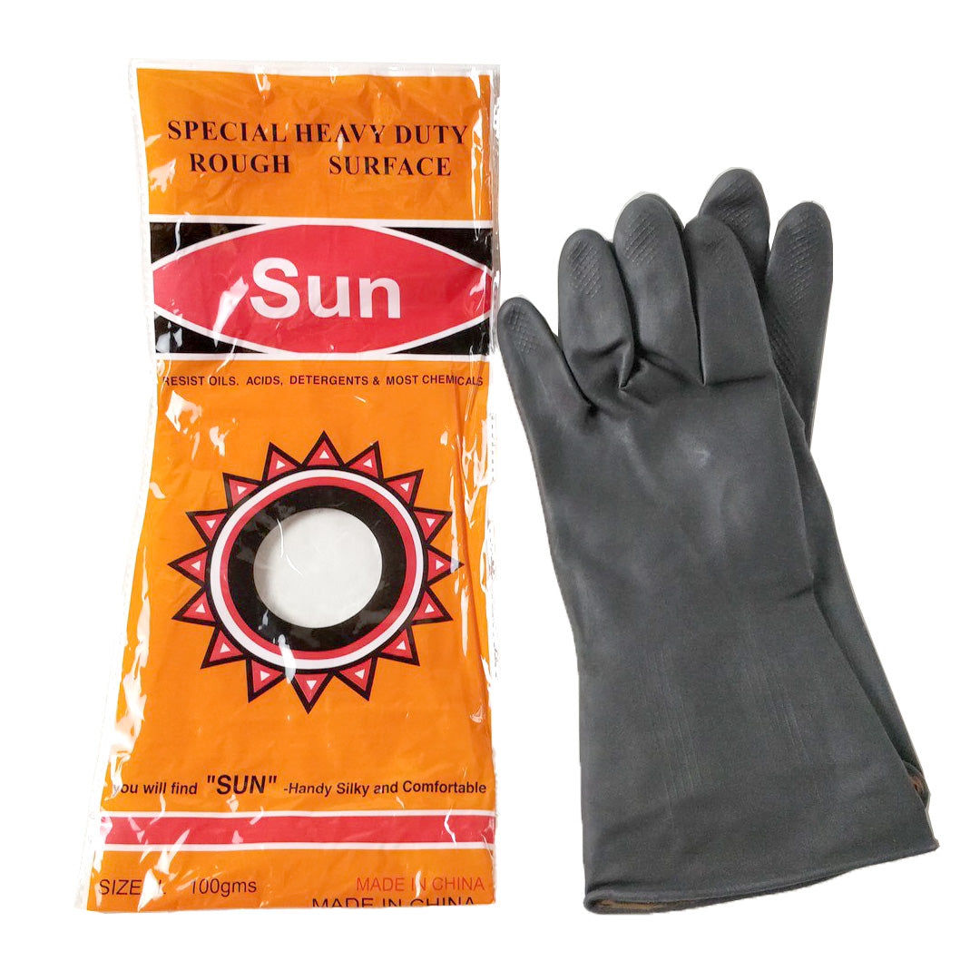 Gloves Builders Latex Blk Heavy Duty Sun