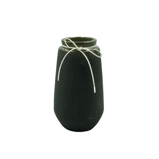Vase Porcelain 23.5X8.5Cm Black Plain Embossed