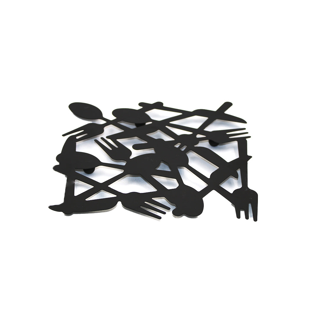 Trivet 18Cm Square Black Utensil Design