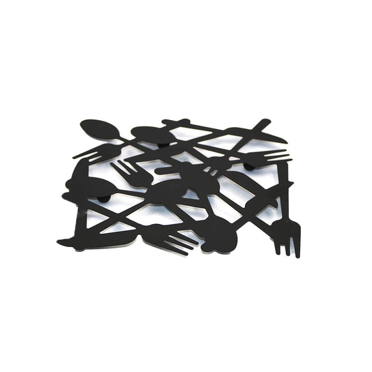 Trivet 18Cm Square Black Utensil Design