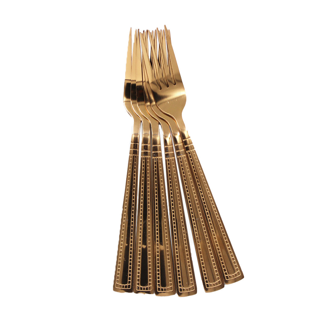 Fork 6Pc Rose Gold Yes Houses