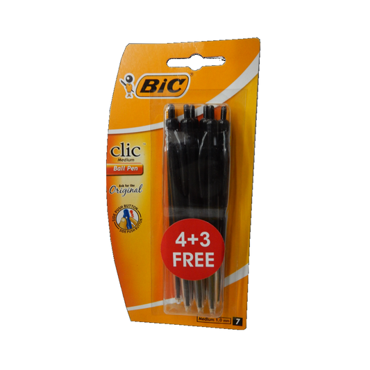 Bic Pen  Clic Black 7Pc Carded
