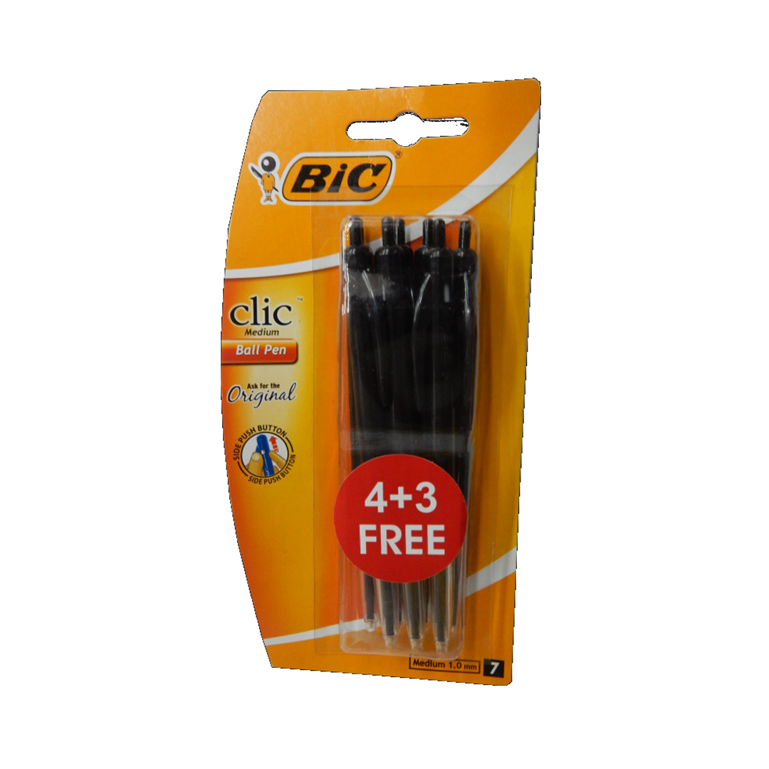 Bic Pen Clic Black 7Pc Carded
