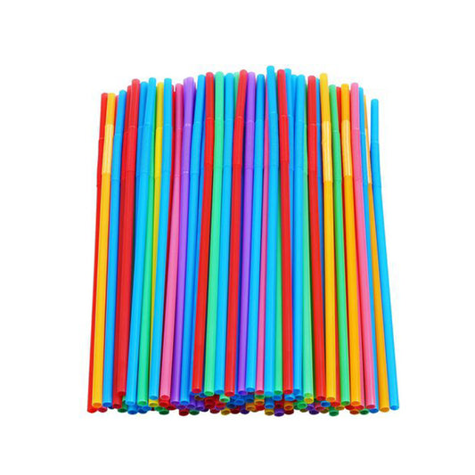 Straws 100Pc 6X26.5Cm Flex Colours