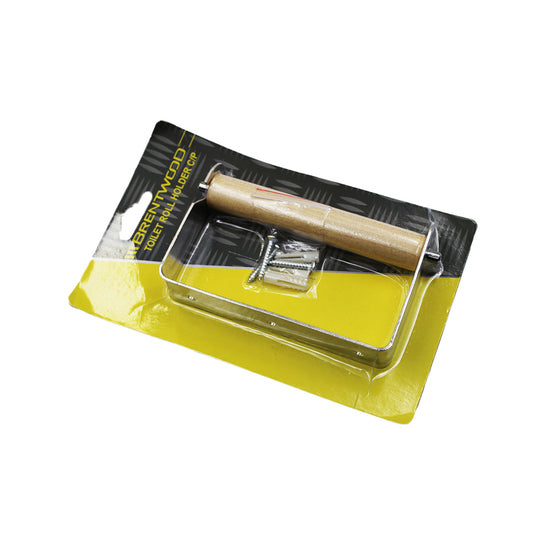 Toilet Roll Holder 14Cm Chrome Plated/Wooden Brent