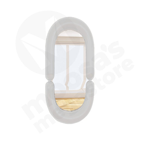Mirror 28X18Cm Oval Plastic White Frame