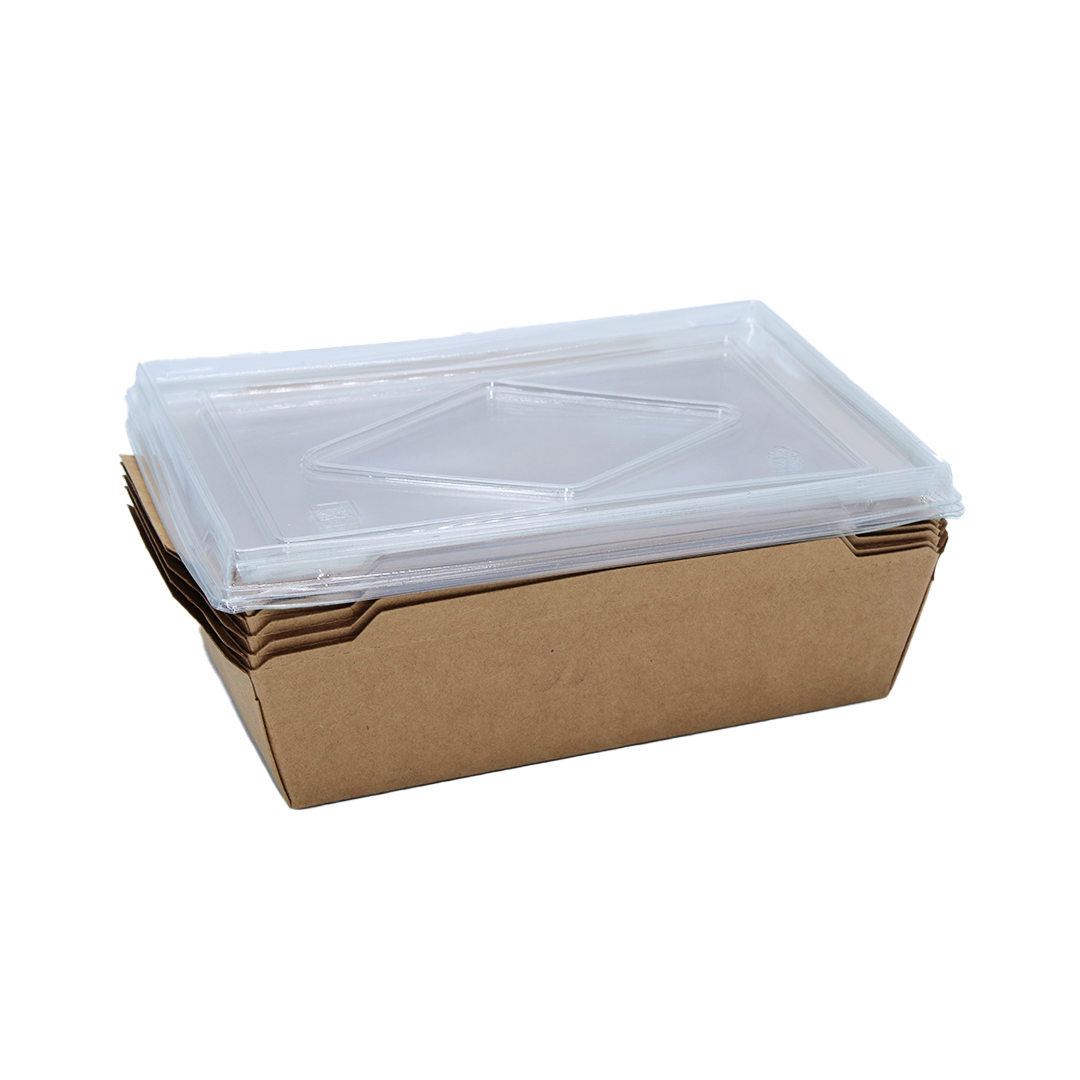 Paper Takeaway 5Pc 21X14X5Cm Plastic Lid Kraft