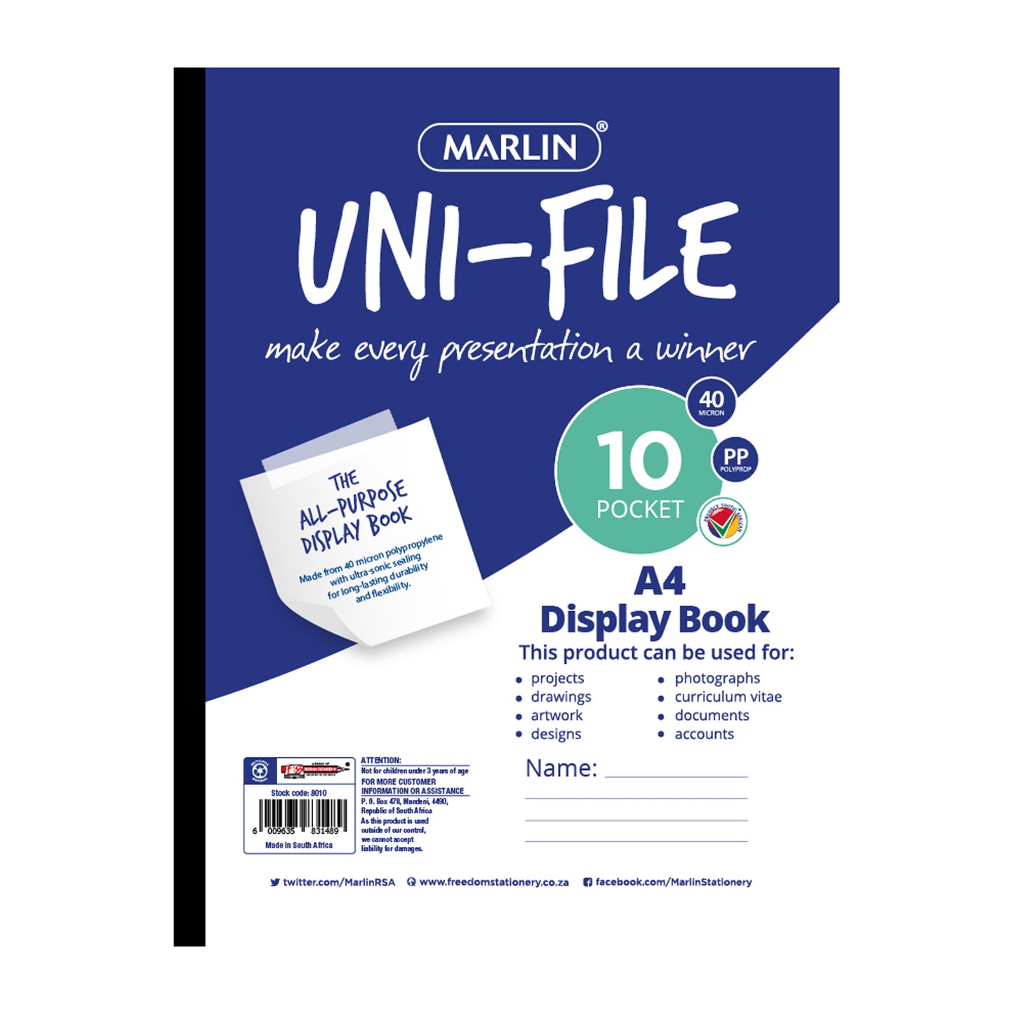 Marlin Pocket File 10P/A4 Unifile