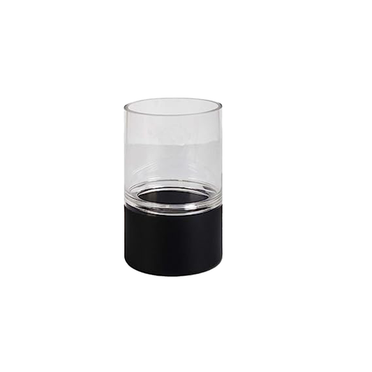 Vase Glass 25X12Cm Round Clear/Black Base Hjm