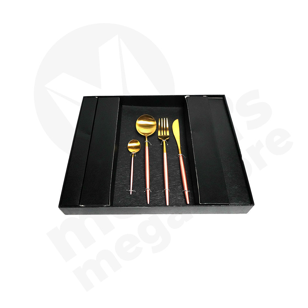 Cutlery Set 24Pc Gold Black/White/Rose Gold Handle