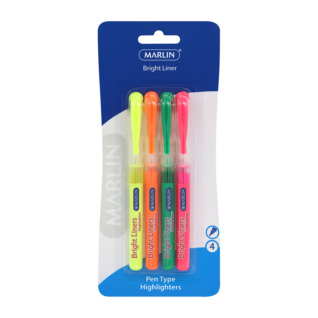 Marlin Highlighters 4Pc Pen Type Sm21