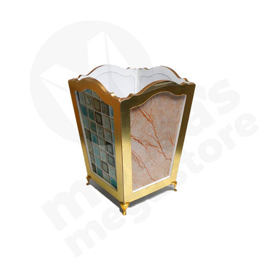 Waste Paper 29X22X22Cm Marble Look Vintage