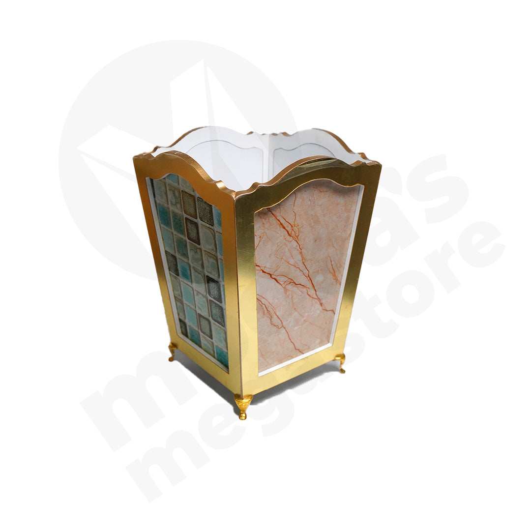Waste Paper 29X22X22Cm Marble Look Vintage