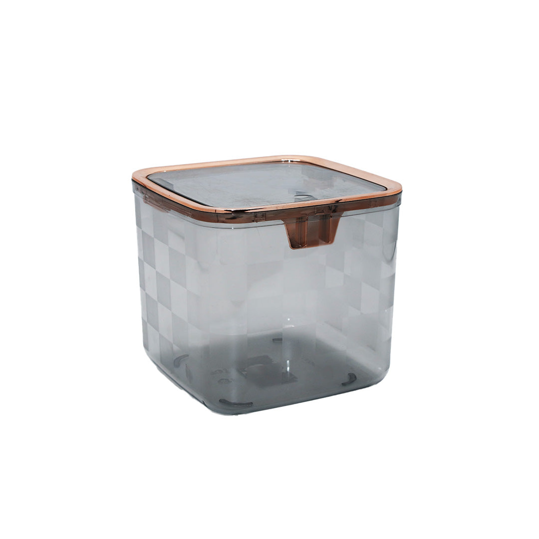 Storage Box 14X15X15Cm Rose Gold Rim Acrylic