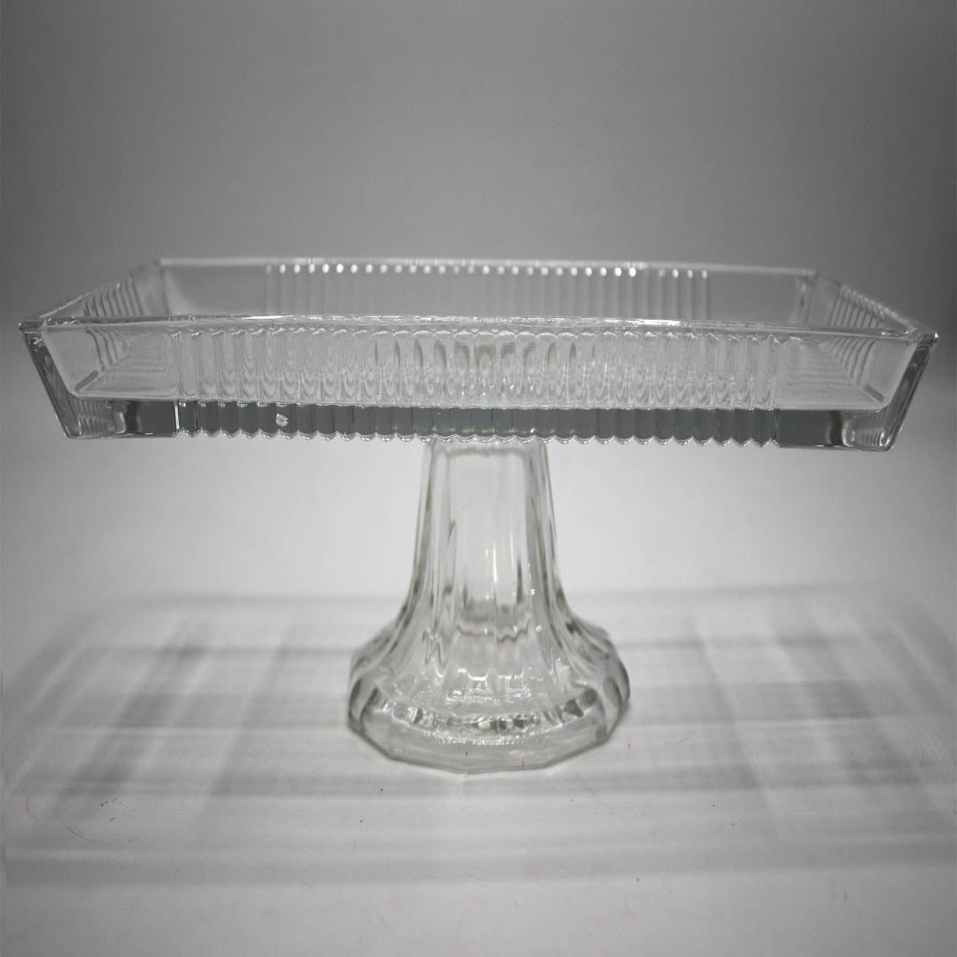 Cake Stand 27X14X10Cm Rectangle Footed Emb Glass