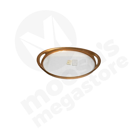 Tray 28X21Cm Oval Clear/Gold Acrylic 2Handle