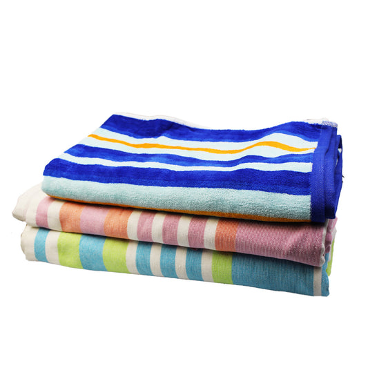 Beach Towel Palm/Velour Stripe