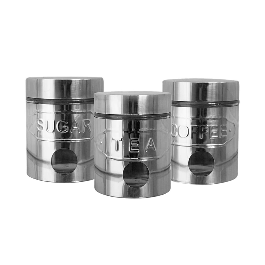 Cannister Set Stainless Steel 3Pc T/C/S Royal