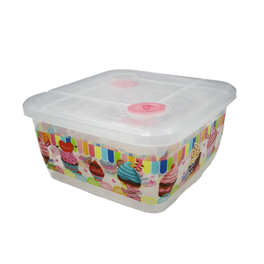 Container 3Pc 20X20X9Cm Square Clear Printed