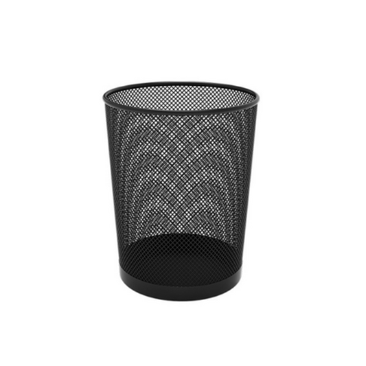 Waste Paper Basket 28X26Cm Round Mesh Black