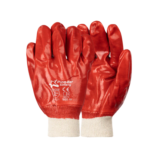 Gloves Mens Pvc Red Short