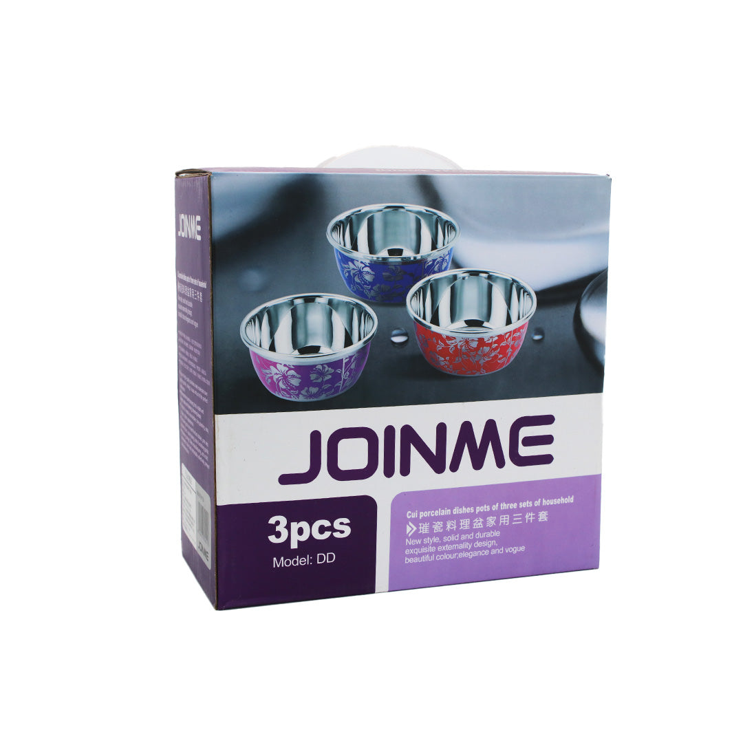 Bowl Set 3Pc Stainless Steel Printed Gift Box