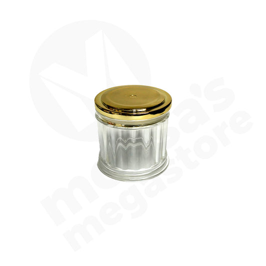 Jar 10X10Cm Round Embossed Gold Lid Acrylic