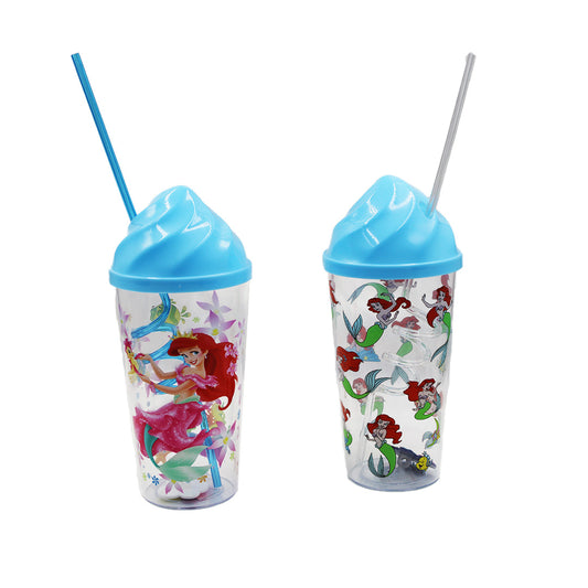 Tumbler  15.5X9Cm With Spiral Straw Plastic