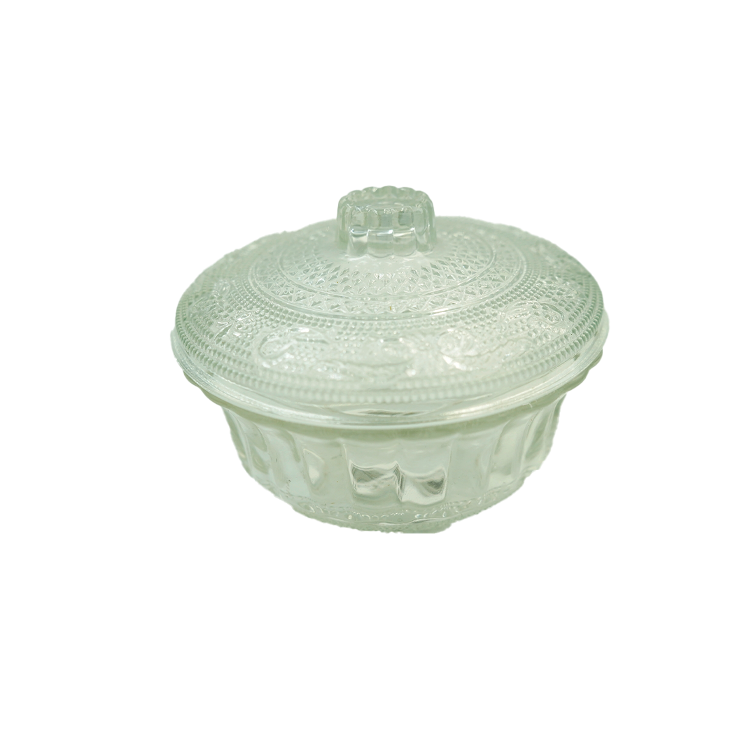 Sugar Bowl With Lid 4Inch Clear Embossed Tti