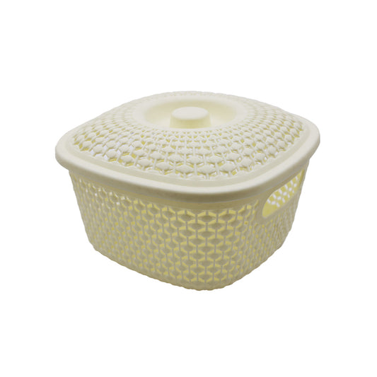 Basket 20X10Cm Square With Lid Plastic