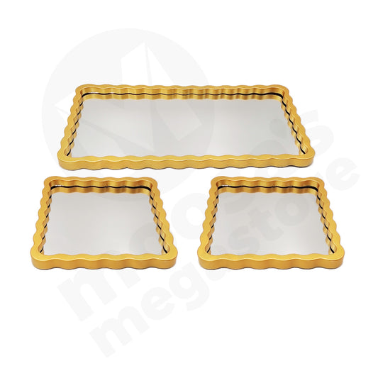 Mirror 3Pc 2X40X19Cm/20Cm Square Gold Frame