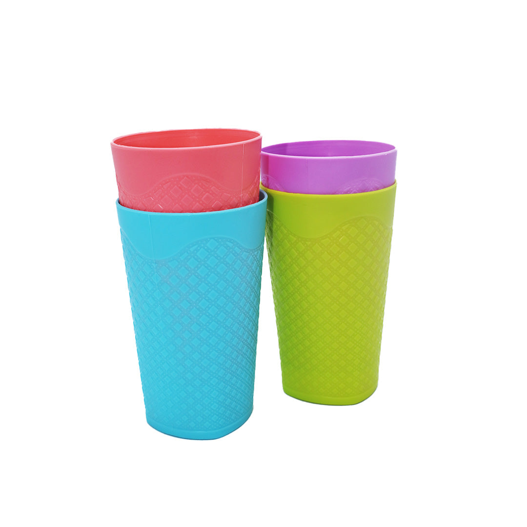 Tumbler 4Pc 13X8Cm Embossed Assorted Colour